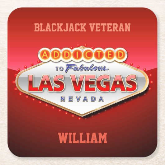 ラスベガスに熱中される、ネバダのおもしろいな印 スクエアペーパーコースター (正面)