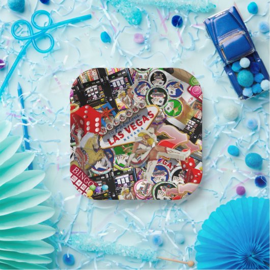 ラスベガスのアイコン – Gamblers Delight ペーパープレート (パーティー)