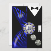 ラスベガスのアールデコの誕生日|のコバルトの黒の銀 招待状 (正面)