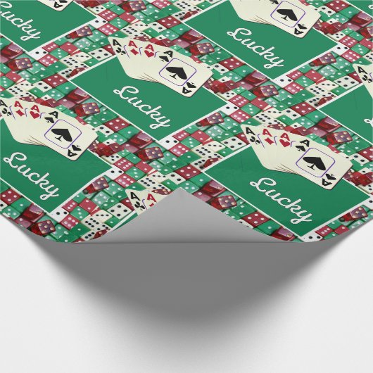 ラスベガスのカジノのサイコロのエースのゲームテーブル ラッピングペーパー (角)
