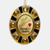 ラスベガスのカジノの破片の写真の黒か金ゴールドまたは砂 セラミックオーナメント (右)