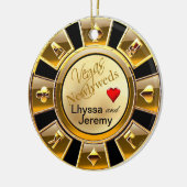 ラスベガスのカジノの破片の写真の黒か金ゴールドまたは砂 セラミックオーナメント (左)