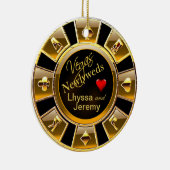 ラスベガスのカジノの破片の写真の黒か金ゴールド セラミックオーナメント (右)