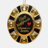 ラスベガスのカジノの破片の写真の黒か金ゴールド セラミックオーナメント (左)