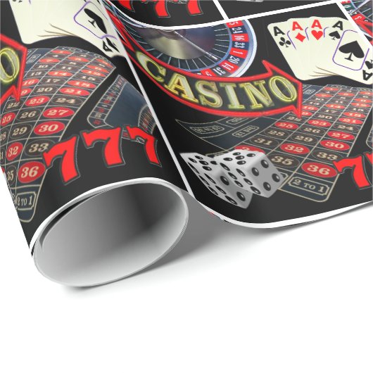 ラスベガスのカジノの賭博のトランプのポーカーのサイコロのコラージュ ラッピングペーパー (ロールコーナー)