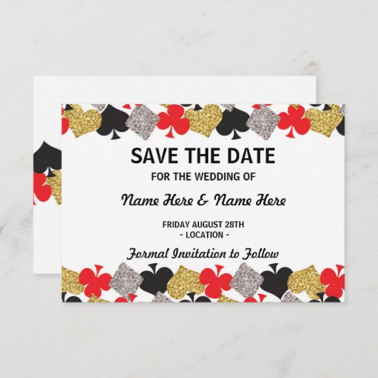 ラスベガスのカジノカードを結婚する日付を救って下さい セーブザデート (正面/裏面)