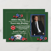 ラスベガスのカジノ夜誕生会の写真の招待 招待状 (正面/裏面)