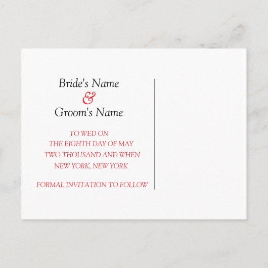 ラスベガスのカジノ結婚のアン結婚デートを保存 案内ポストカード (裏面)