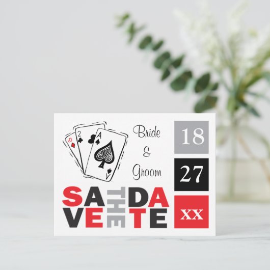 ラスベガスのカジノ結婚のアン結婚デートを保存 案内ポストカード (スタンド正面)