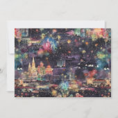 ラスベガスのクリスマスと新年の水彩画 招待状 (正面)