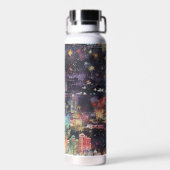 ラスベガスのクリスマス&新年の水彩画 ウォーターボトル (背面)