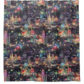 ラスベガスのクリスマス&新年の水彩画 シャワーカーテン (正面)