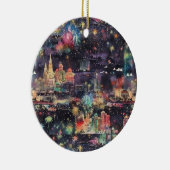 ラスベガスのクリスマス&新年の水彩画 セラミックオーナメント (右)