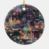 ラスベガスのクリスマス&新年の水彩画 セラミックオーナメント (裏面)