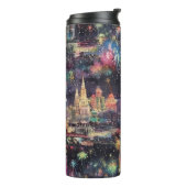 ラスベガスのクリスマス&新年の水彩画 タンブラー (回転左)