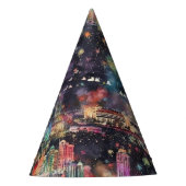 ラスベガスのクリスマス&新年の水彩画 パーティーハット (正面)