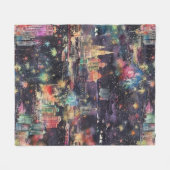 ラスベガスのクリスマス&新年の水彩画 フリースブランケット (正面(横))