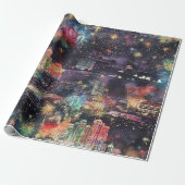 ラスベガスのクリスマス&新年の水彩画 ラッピングペーパー (アンロールド)