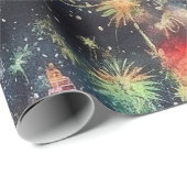 ラスベガスのクリスマス&新年の水彩画 ラッピングペーパー (ロールコーナー)