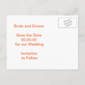 ラスベガスのサインオレンジ、黒い結婚式の日付を保存 案内ポストカード (裏面)