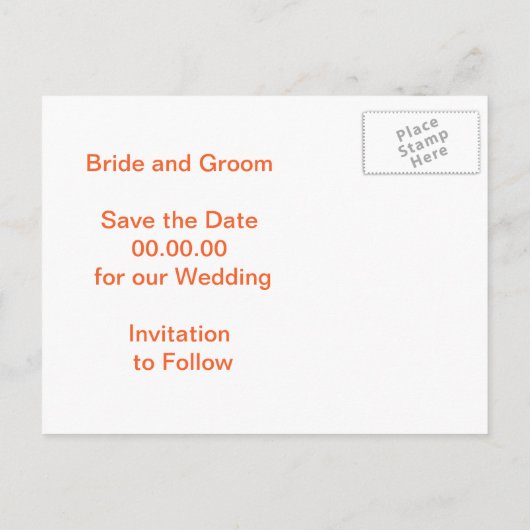 ラスベガスのサインオレンジ、黒い結婚式の日付を保存 案内ポストカード (裏面)