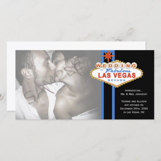 ラスベガスのサイン結婚写真の結婚発表 案内状 (正面/裏面)
