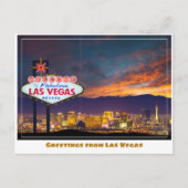 ラスベガスのサンセットでラスベガスのサインへようこそ ポストカード (正面)