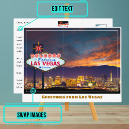 ラスベガスのサンセットでラスベガスのサインへようこそ ポストカード