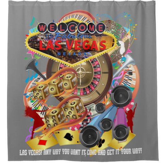 ラスベガスのシャワー・カーテンのコレクションの灰色 シャワーカーテン (正面)