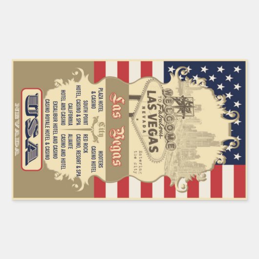 ラスベガスのシール 長方形シール (正面)