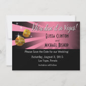 ラスベガスのスターバストの保存日付のピンクの黒の金ゴールド セーブザデート (裏面)