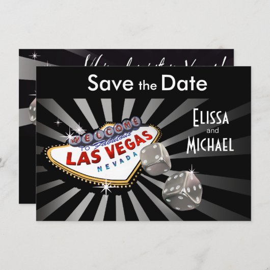 ラスベガスのスターバストの保存日付の銀の黒 セーブザデート (正面/裏面)
