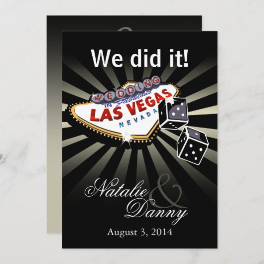 ラスベガスのスターバストの結婚披露宴の銀の黒 招待状 (正面/裏面)