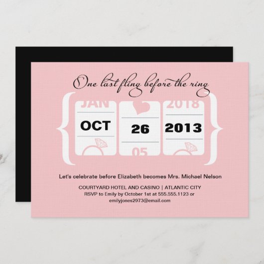 ラスベガスのスロットマシンバチェロレッテ 招待状 (正面/裏面)