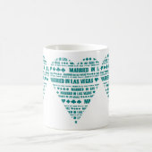 ラスベガスのティール（緑がかった色）か白いマグで結婚した コーヒーマグカップ (中央)