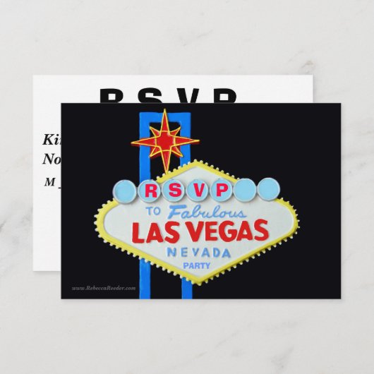 ラスベガスのテーマのパーティーRSVPのエンクロージャ 出欠カード (正面/裏面)