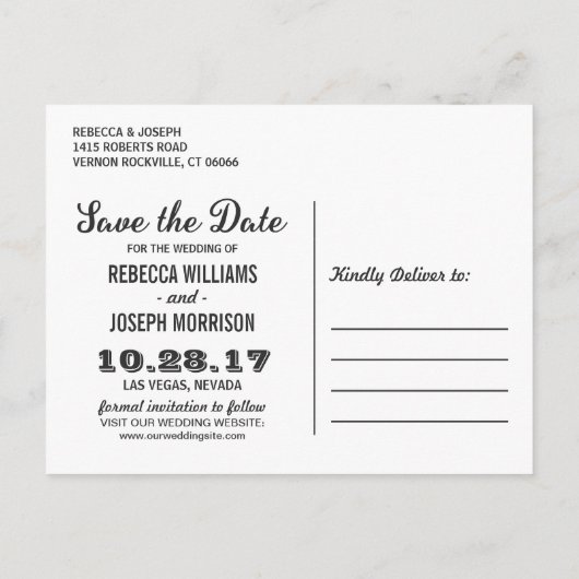 ラスベガスのネオンのサイン – 日付の結婚保存 案内ポストカード (裏面)