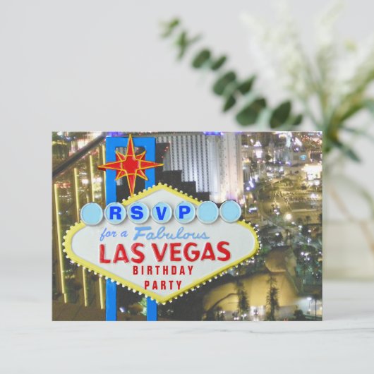 ラスベガスのパーティーRSVPの第21誕生日 出欠カード (スタンド正面)