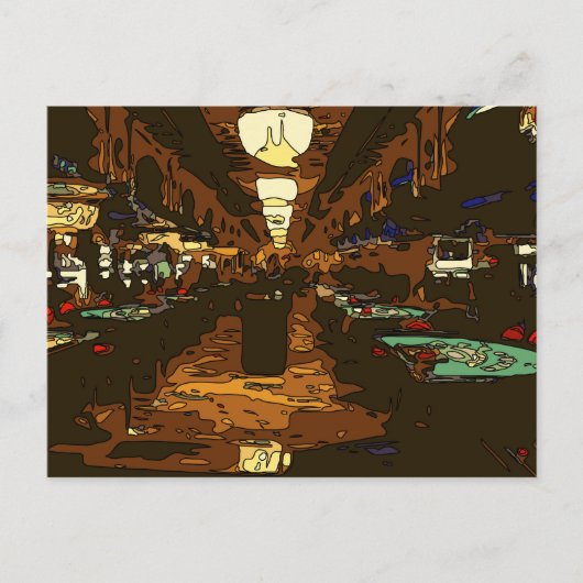 ラスベガスのブラックジャックとトランプのポーカーのテーブル ポストカード (正面)