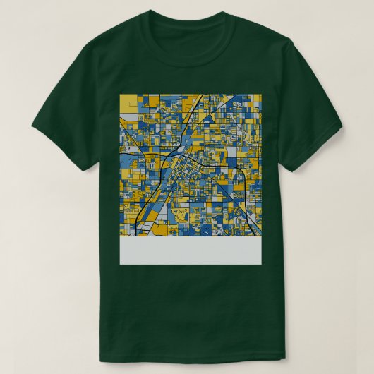 ラスベガスのマップのパターン(青金ゴールド) Tシャツ (デザイン正面)