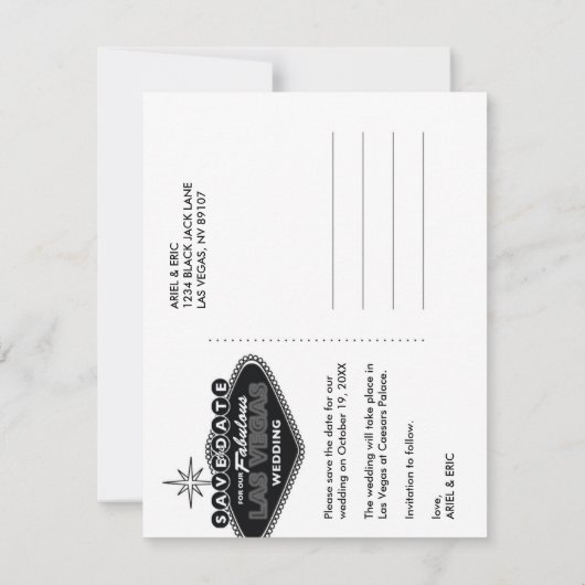 ラスベガスの保存日付のカスタムの郵便はがき セーブザデート (裏面)