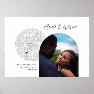 ラスベガスの地図結婚の婚約写真ギフト ポスター