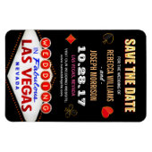 ラスベガスの夜のネオンサイン – 日付を保存結婚する マグネット (横)