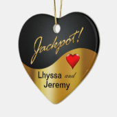 ラスベガスの大当たりの写真の黒か金ゴールド セラミックオーナメント (左)