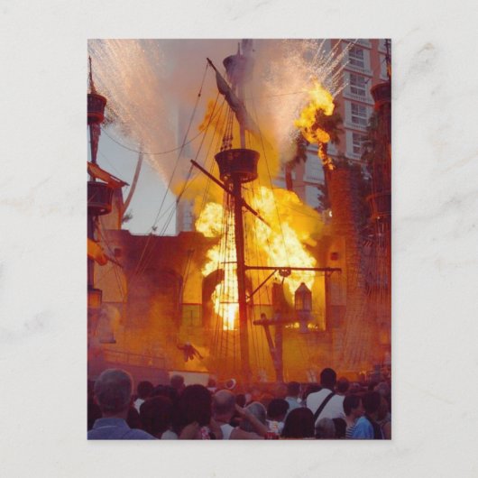 ラスベガスの宝島での海賊船戦 ポストカード (正面)