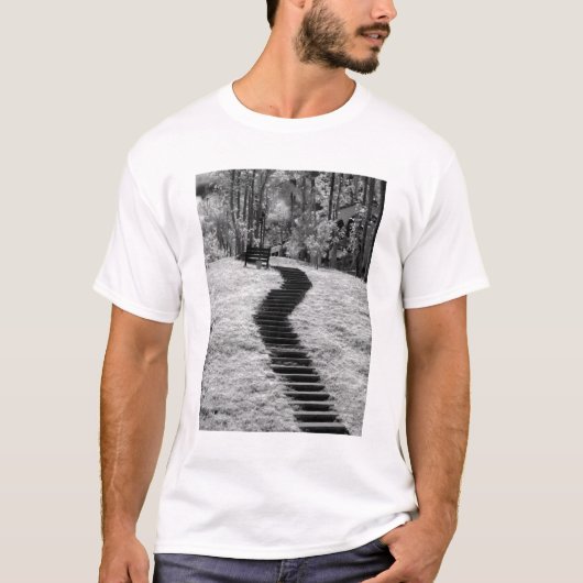 ラスベガスの木々、建物、トレイルの赤外線写真 Tシャツ (正面)
