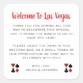 ラスベガスの歓迎結婚バスケットへようこそ スクエアシール (正面)