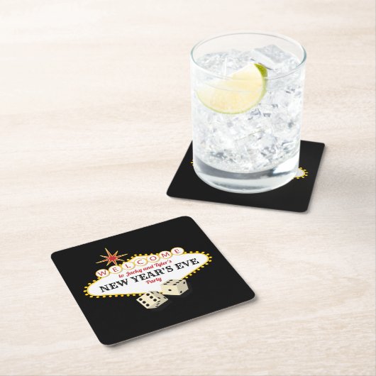 ラスベガスの玄関ひさしの大晦日のパーティー スクエアペーパーコースター (インサイチュ)