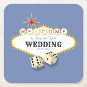ラスベガスの玄関ひさしの結婚式 スクエアペーパーコースター (正面)