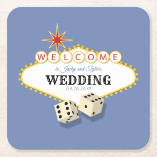 ラスベガスの玄関ひさしの結婚式 スクエアペーパーコースター